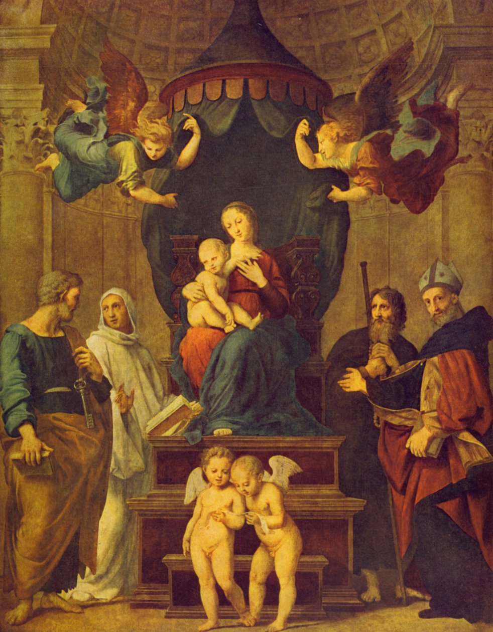 Madonna under baldakinen af Raffaello Sanzio Raphael