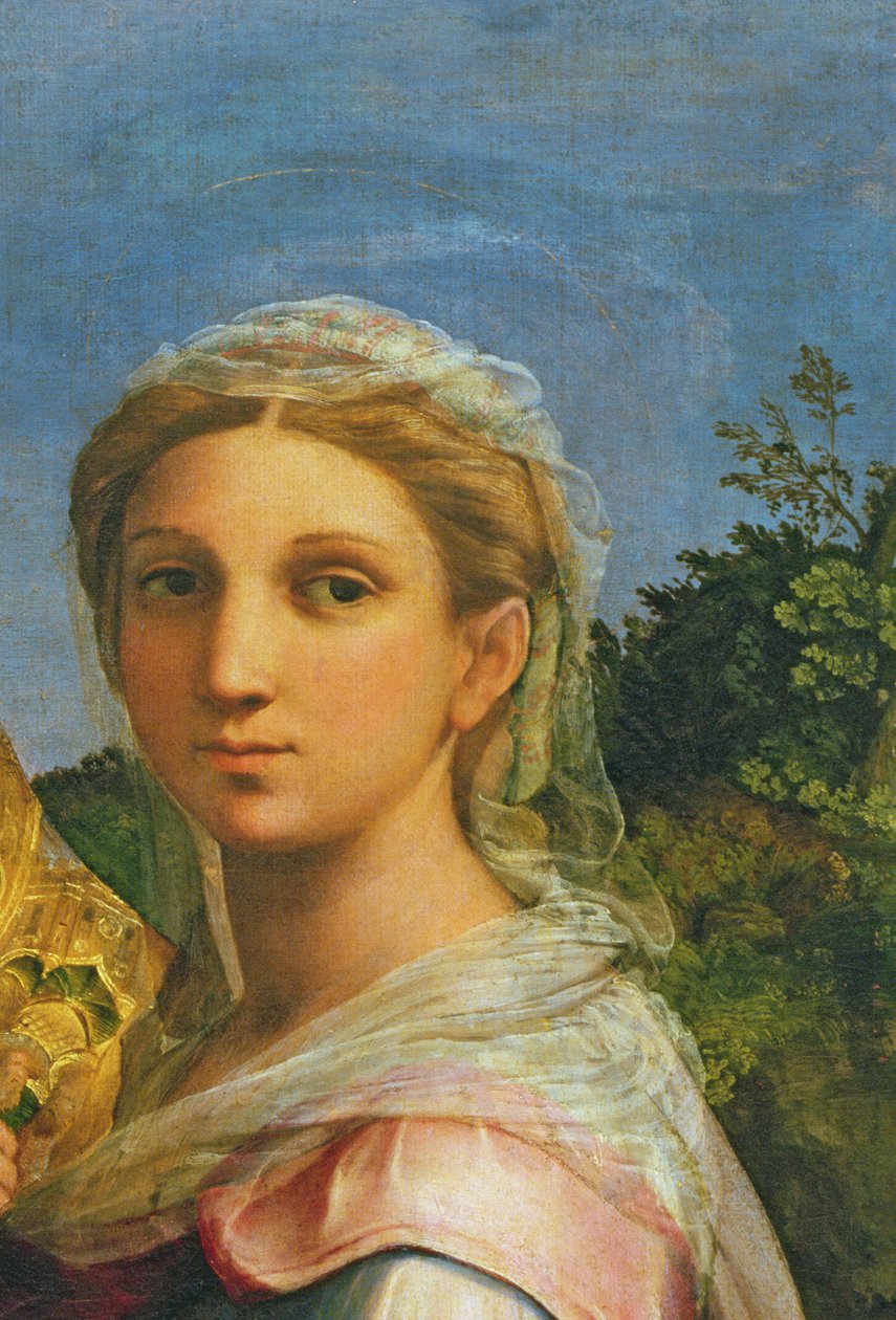 St. Cecilia omgivet af St. Paul, St. John the Evangelist, St. Augustine og Mary Magdalene, ca. 1513 detalje fra 182507) af Raffaello Sanzio Raphael