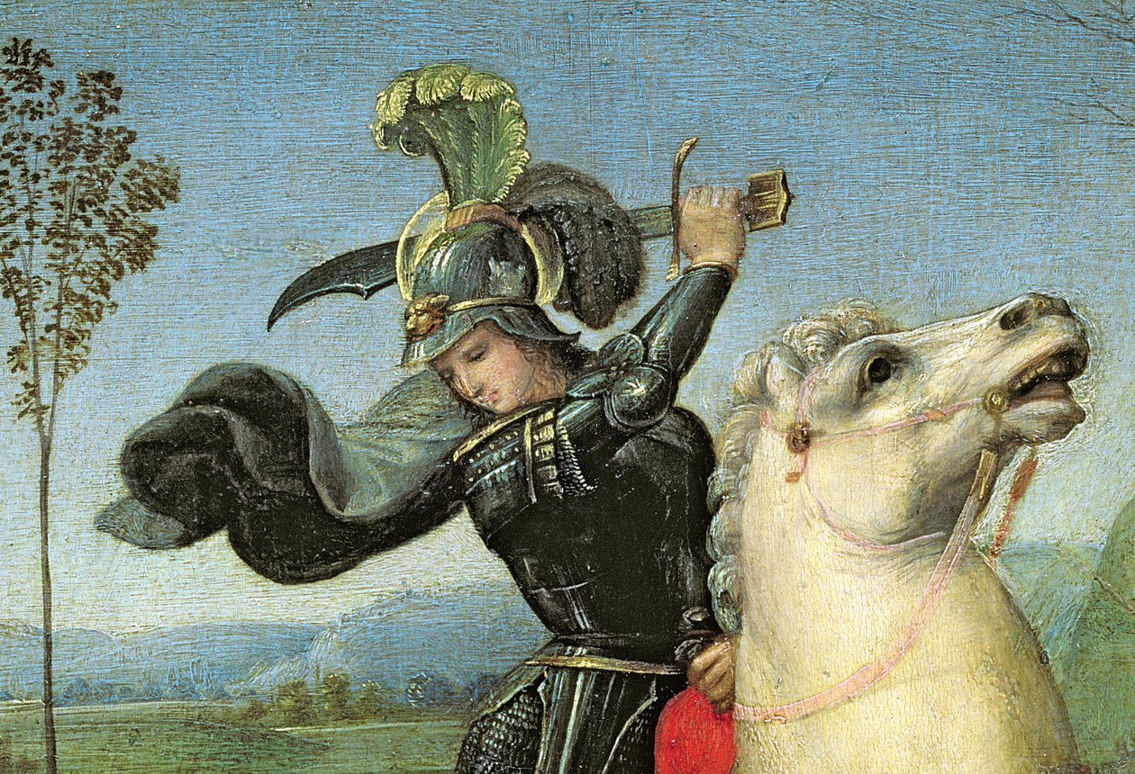 St. George kæmper med dragen, ca. 1503-05 (detaljer fra 15971) af Raffaello Sanzio Raphael