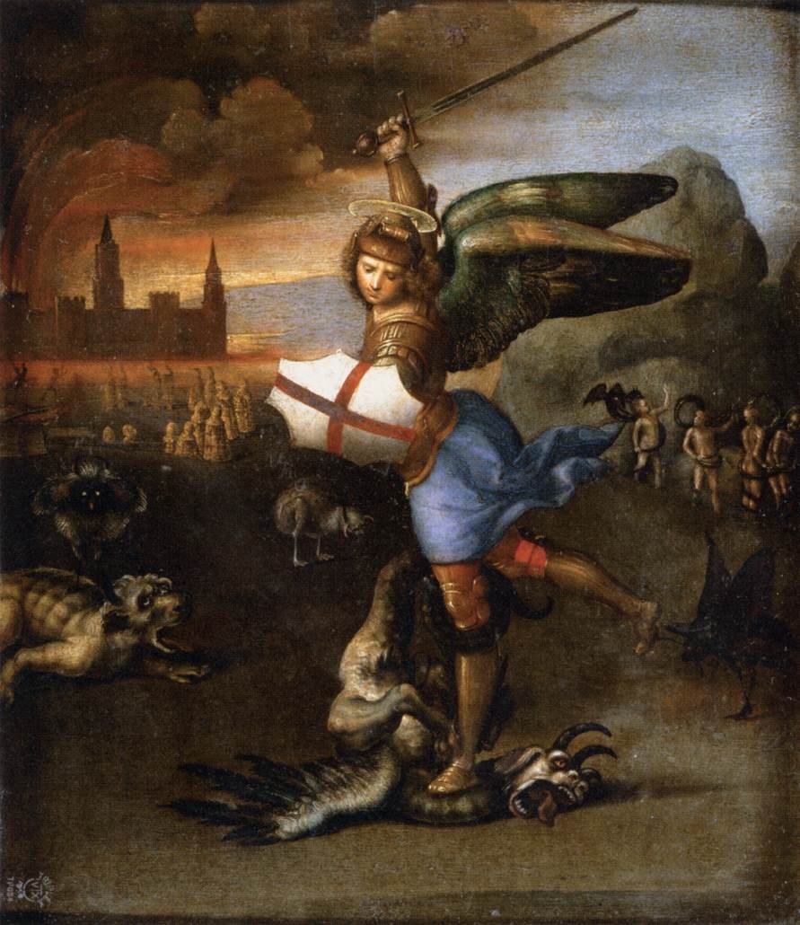 Sankt Michael og dragen af Raffaello Sanzio Raphael