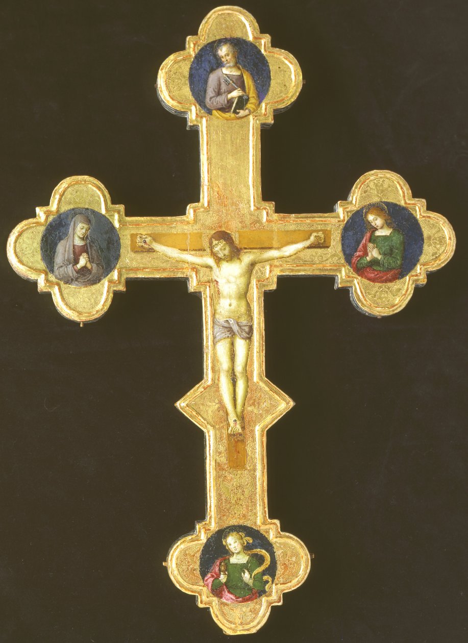 Processioneret kors med franciskanske hellige (recto) af Raffaello