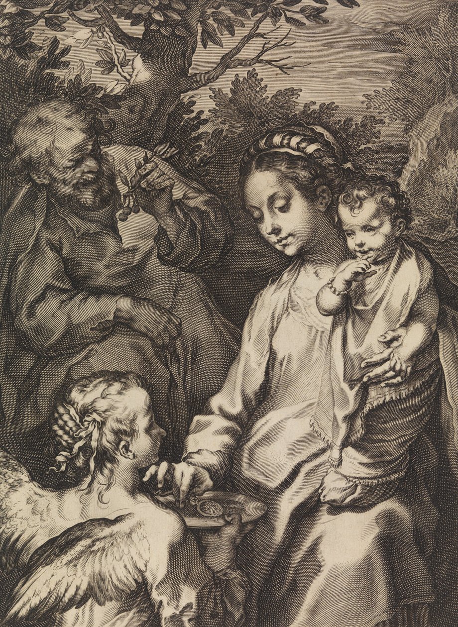 Den hellige familie med grødskålen, ca. 1580-ca. 1614. af Raffaello Guidi