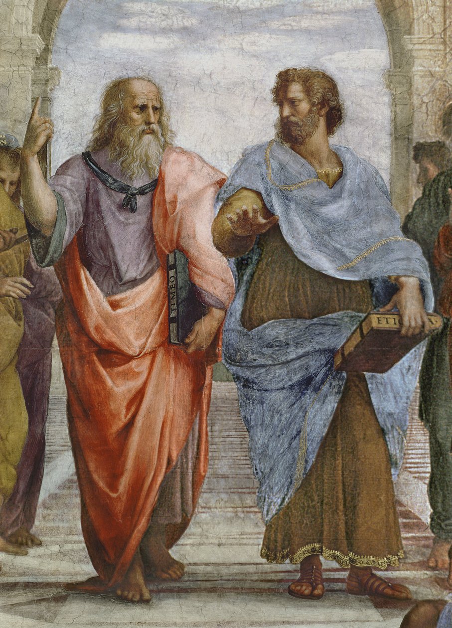 Aristoteles og Platon: detalje fra School of Athens, 1510-11 freskodetalje af 472 af Raffaello Sanzio Raphael