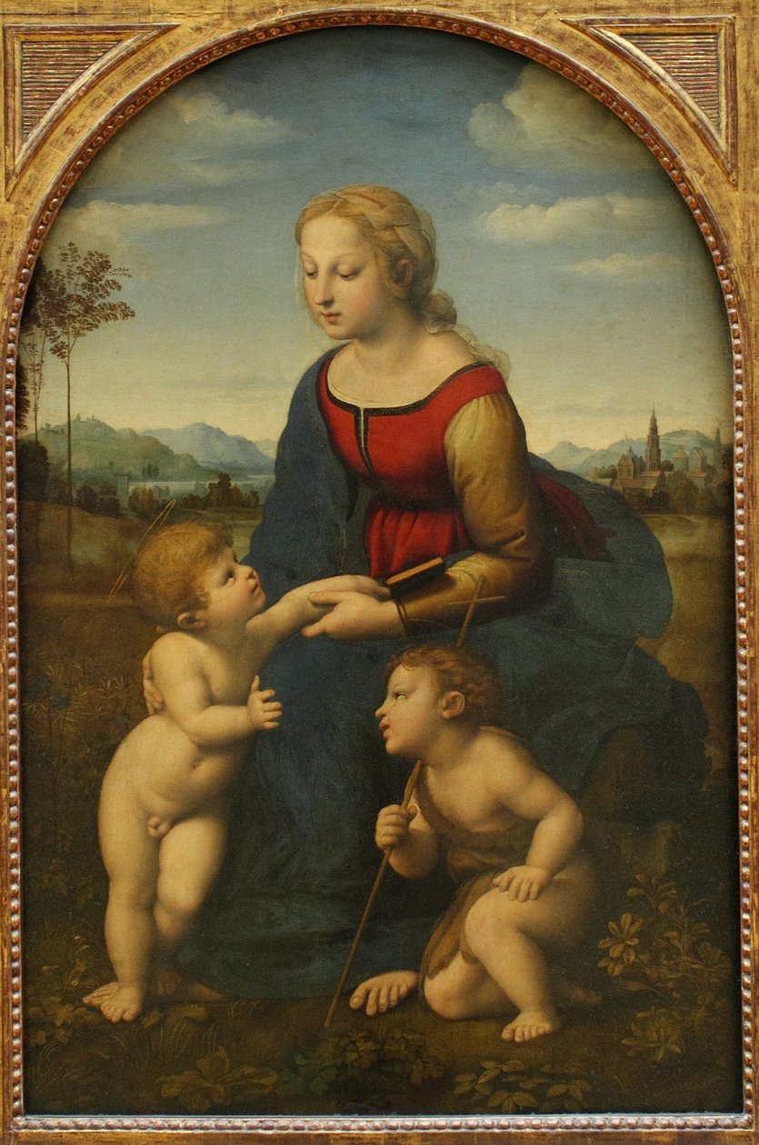 Madonna og barn med Johannes Døberen La belle jardinière af Raffaello Sanzio Raphael