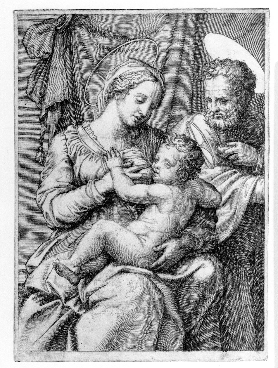Den hellige familie, graveret af Marcantonio Raimondi, ca. 1515 af Raffaello Sanzio Raphael