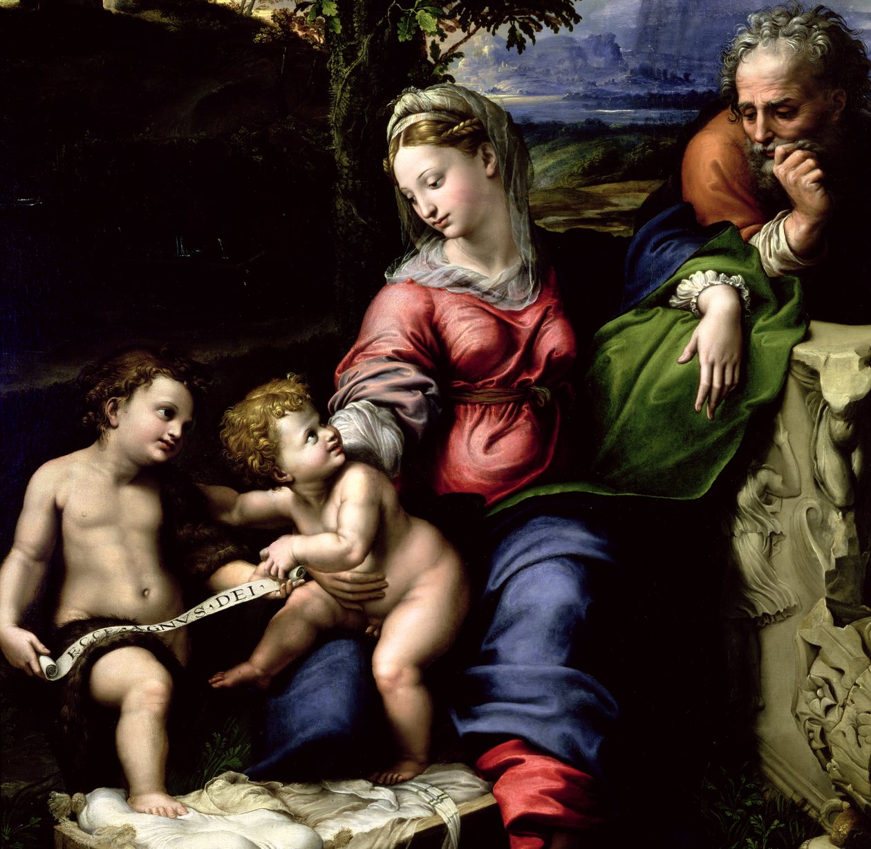 Egetræets hellige familie, ca. 1518 (detalje af 56298) af Raffaello Sanzio Raphael