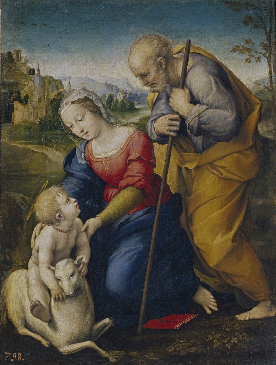 Den hellige familie med et lam, 1507 af Raffaello Sanzio Raphael