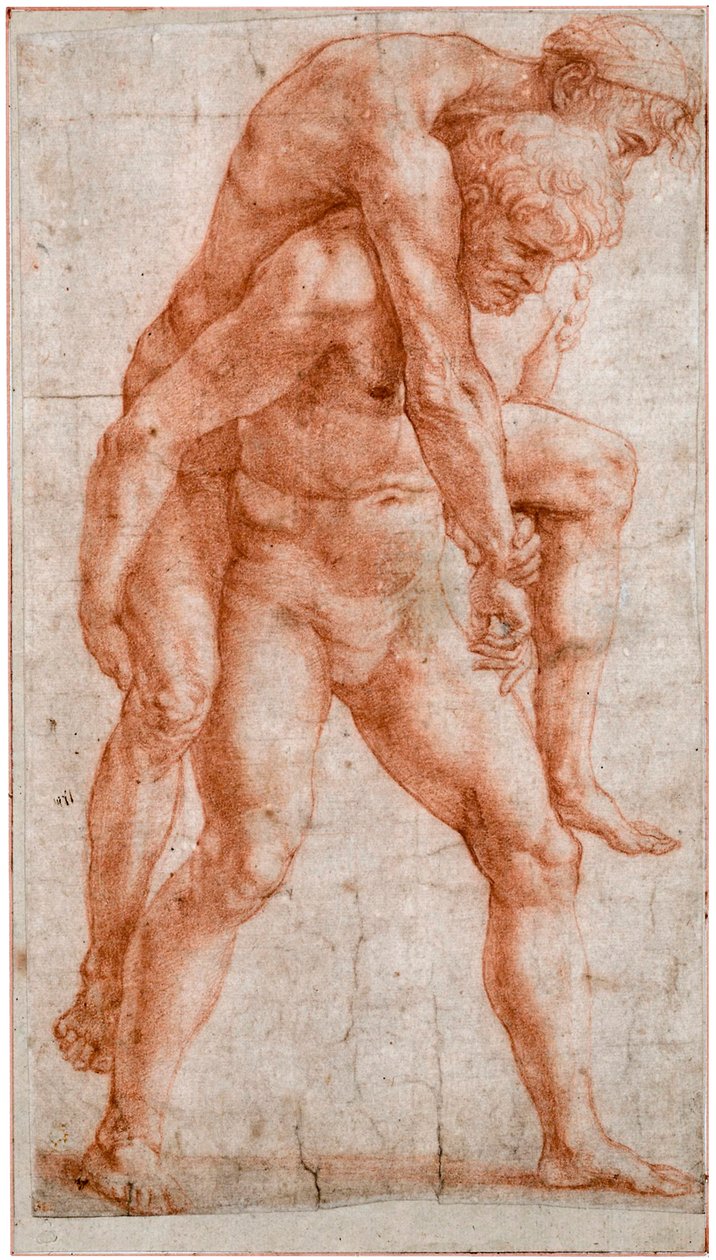 Ung mand bærer en gammel mand på ryggen Aeneas og Anchises, ca 1514 af Raffaello Sanzio Raphael