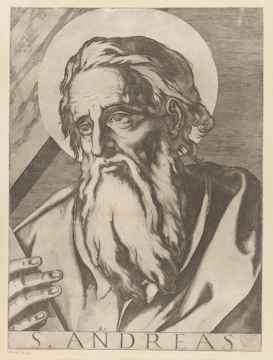 Sankt Andreas St. Andrew (titel på objekt) Kristus, Maria og de tolv apostelen (serietitel) The Sacred Apostolic College (serietitel) af Raffaello Schiaminossi