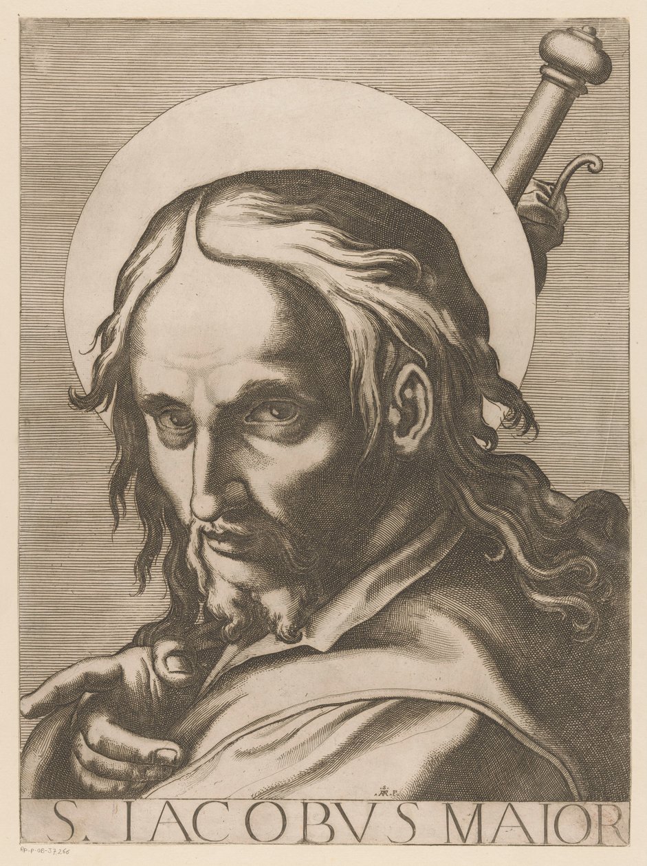 Sankt Jakob af Meerdere St. James the Greater (titel på objekt) Kristus, Maria og de tolv apostelen (serietitel) The Sacred Apostolic College (serietitel) af Raffaello Schiaminossi