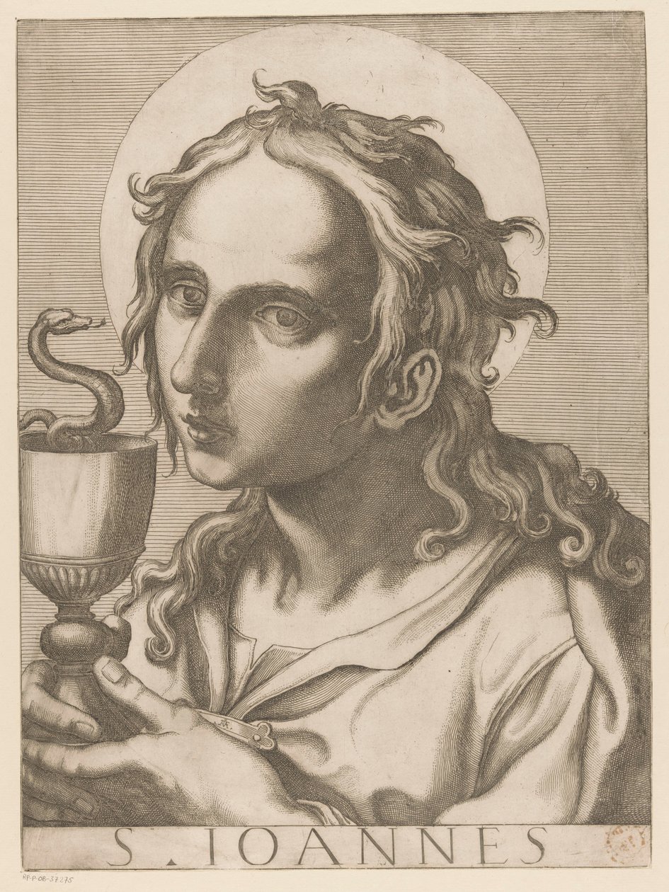 Johannes evangelisten St. John (titel på objekt) Kristus, Maria og de tolv apostelen (serietitel) The Sacred Apostolic College (serietitel) af Raffaello Schiaminossi