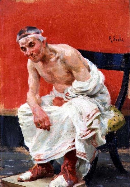 Et øjebliks tankegang (panel) af Raffaello Sorbi