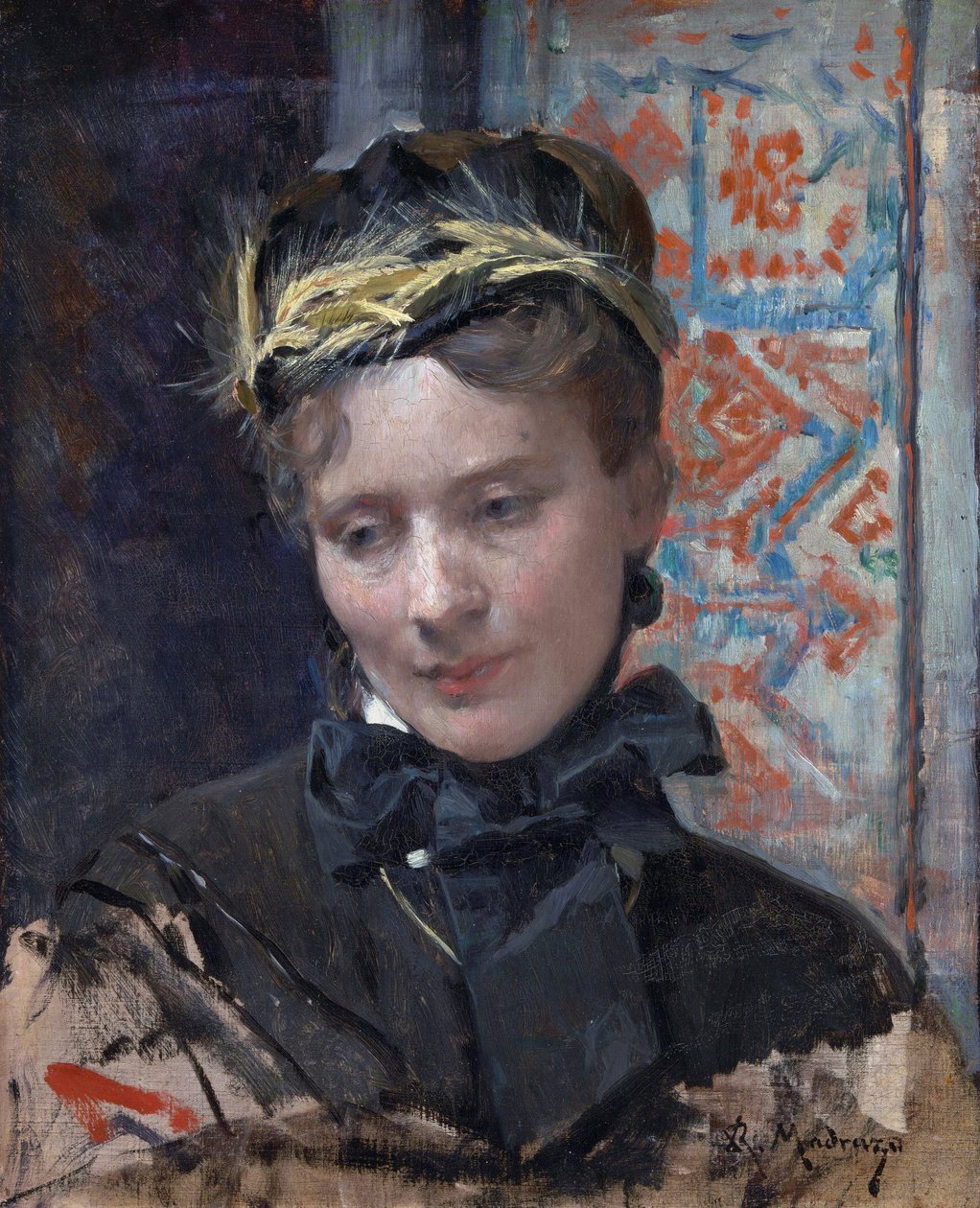 Portrait of a Lady - Maleri af Raimundo de Madrazo y Garreta (1841-1920), Olie på lærred 1885-1896 - National Gallery, London 49,5x40 af Raimundo de Madrazo y Garreta