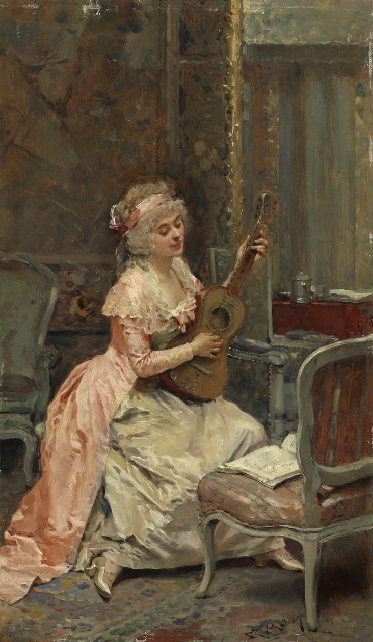 Kvinde med en guitar, ca. 1870 af Raimundo de Madrazo y Garreta