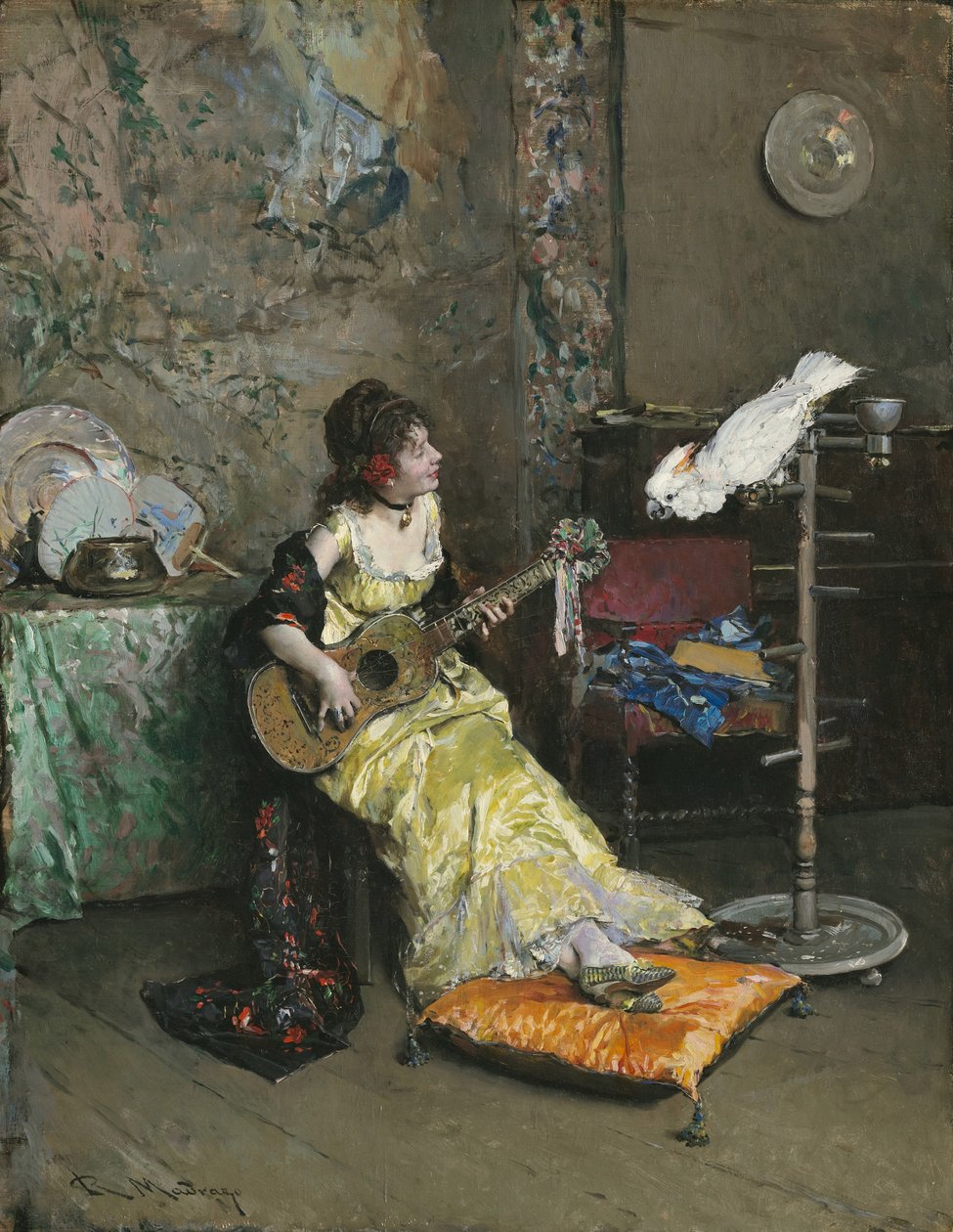 Kvinde med en papegøje, ca. 1872 af Raimundo de Madrazo y Garreta