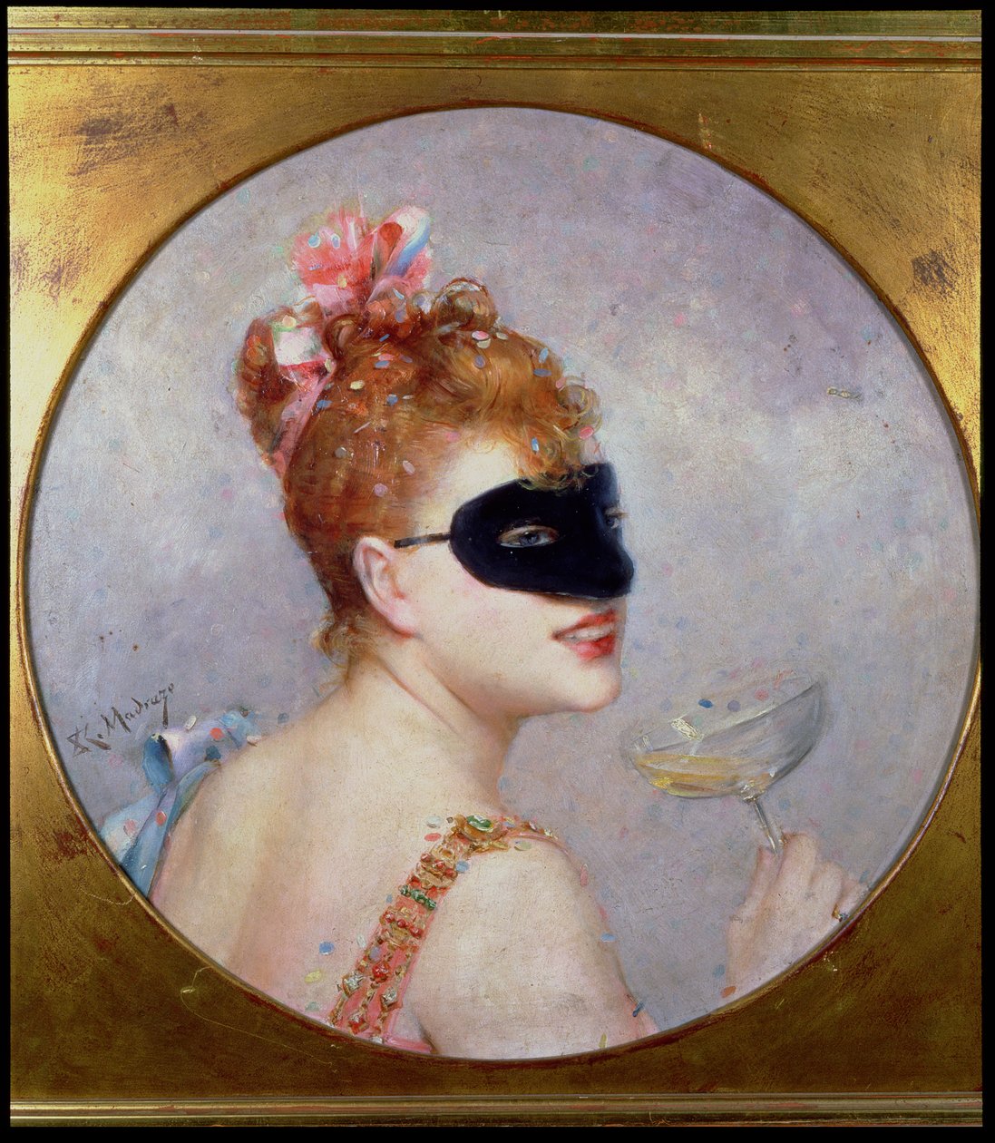 Kvinde med maske (olie på lærred) af Raimundo de Madrazo y Garreta