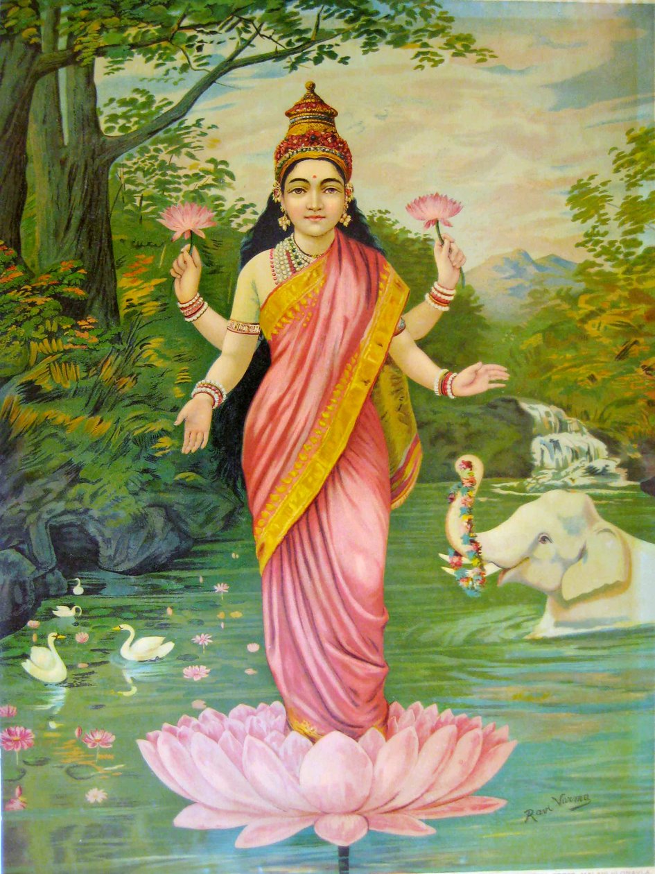 Lakshmi af Raja Ravi Varma af Raja Ravi Varma