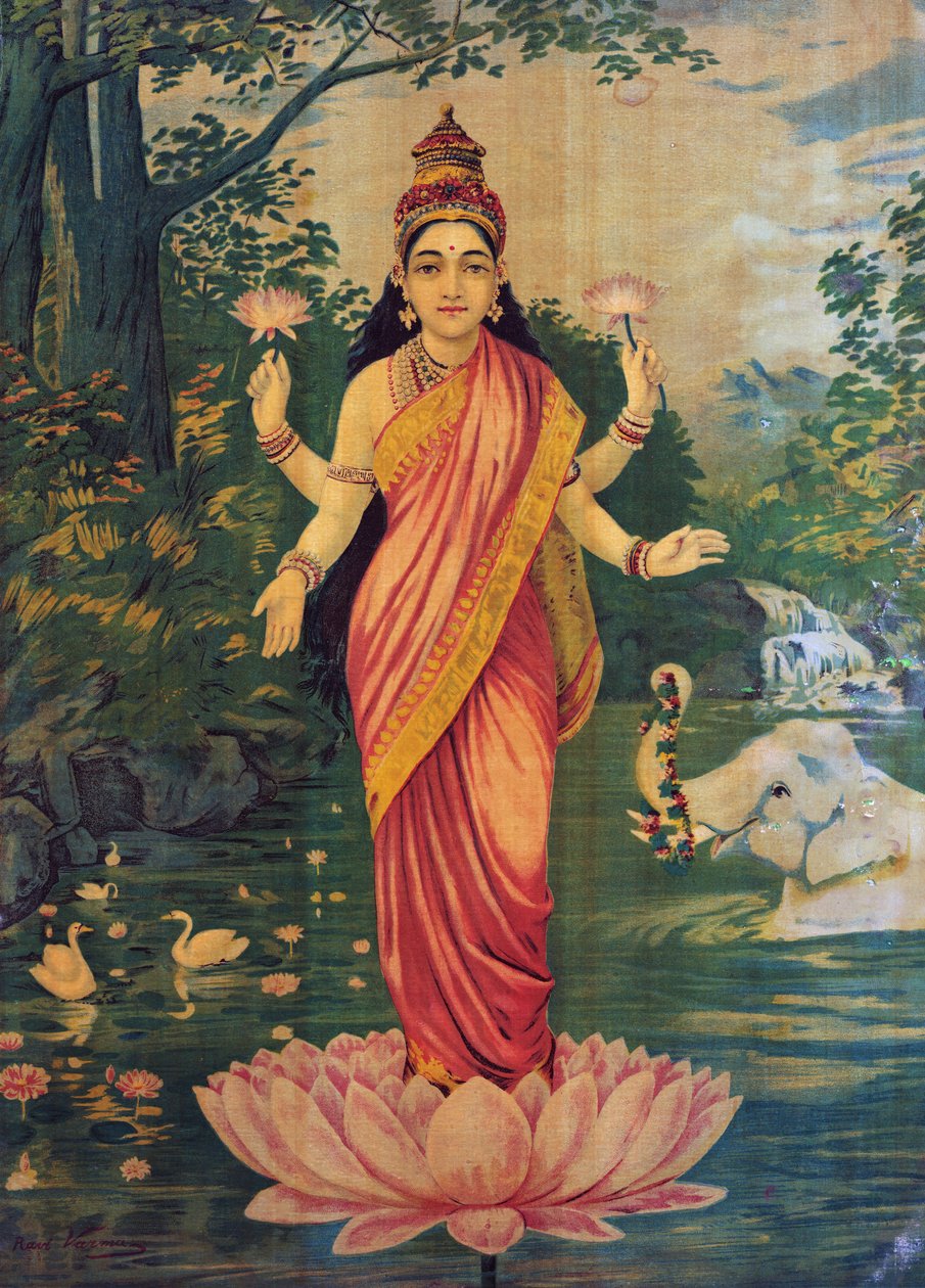 Lakshmi, af Raja Ravi Varma og Ravi Varma Press, 1930