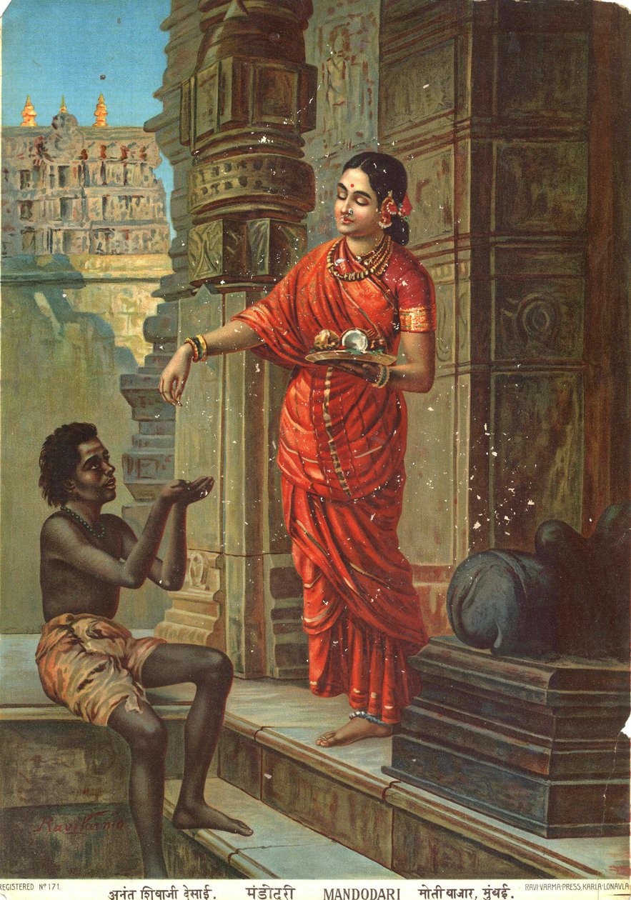 Mandodari baseret på Raja Ravi Varmas maleri af Raja Ravi Varma