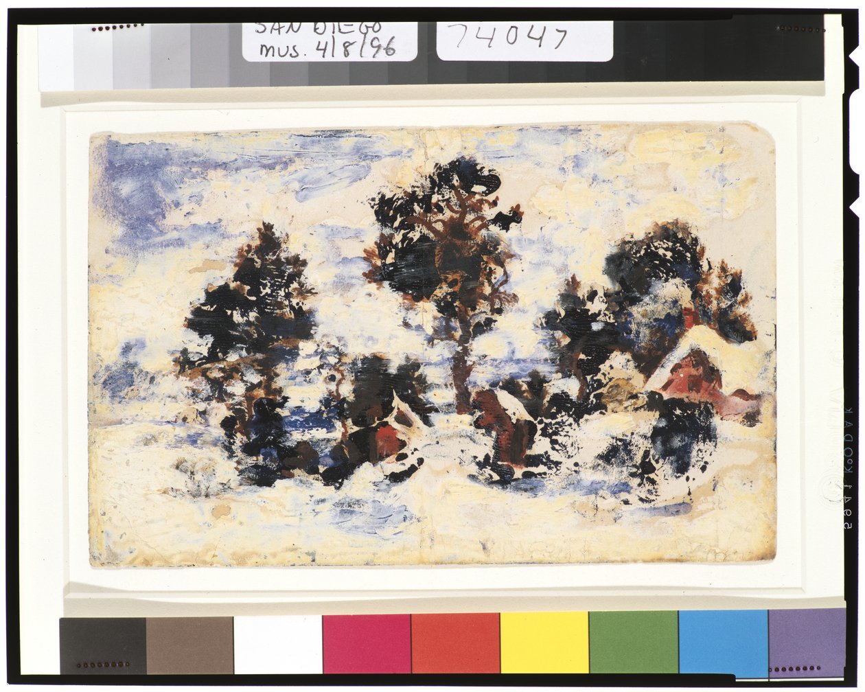 Vinterlandskab med rød bygning, 1901-15 af Ralph Albert Blakelock