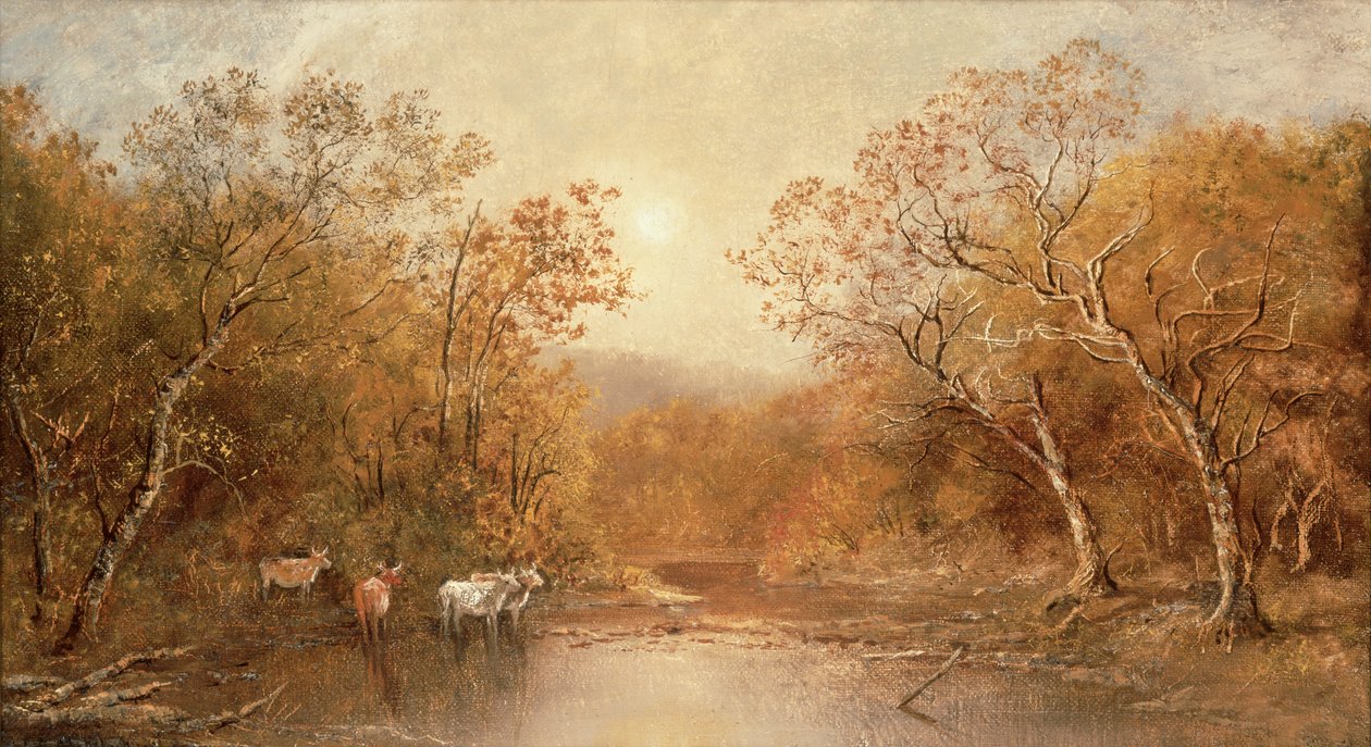 Landskab med køer (olie på lærred) af Ralph Albert Blakelock