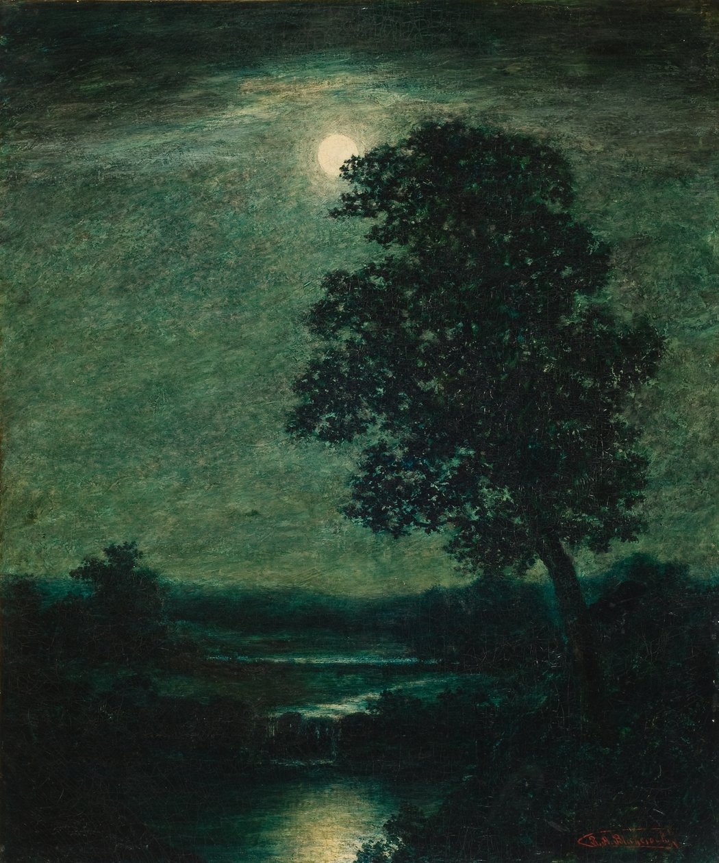 Måneskin 1883 (Olie på lærred) af Ralph Albert Blakelock