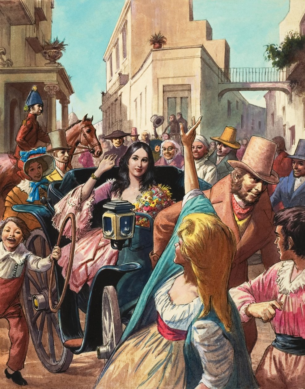 Maria Malibran (1808-36) på besøg i Lucca i Italien (gouache på papir) af Ralph Bruce
