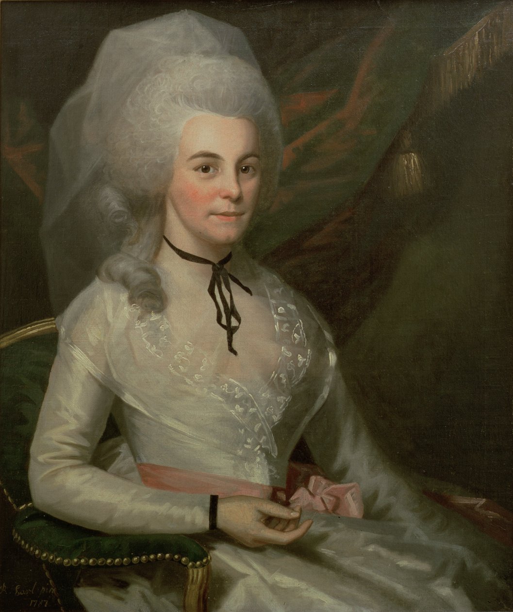 Portræt af Elizabeth Schuyler Hamilton, kone til Alexander Hamilton (1757-1804) af Ralph Earl or Earle