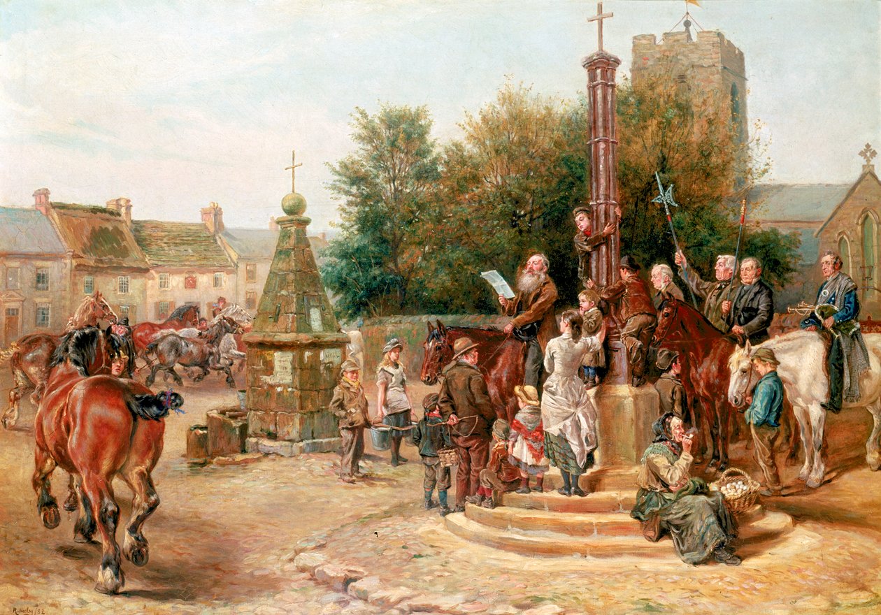 Proklamerer Stagshaw Fair i Corbridge af Ralph Hedley