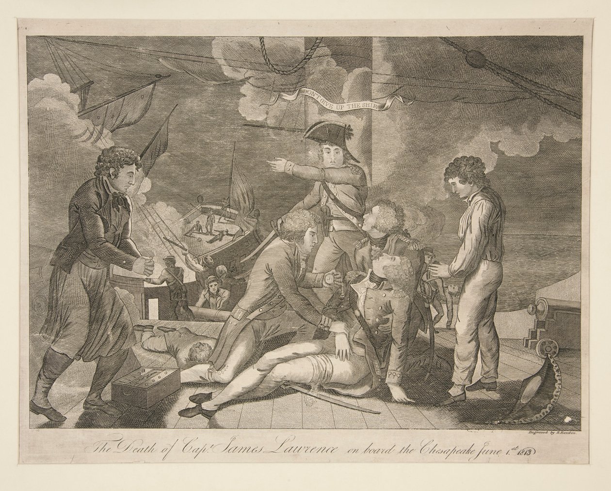 Kaptajn James Lawrences død om bord på Chesapeake, 1. juni 1813 af Ralph Rawdon