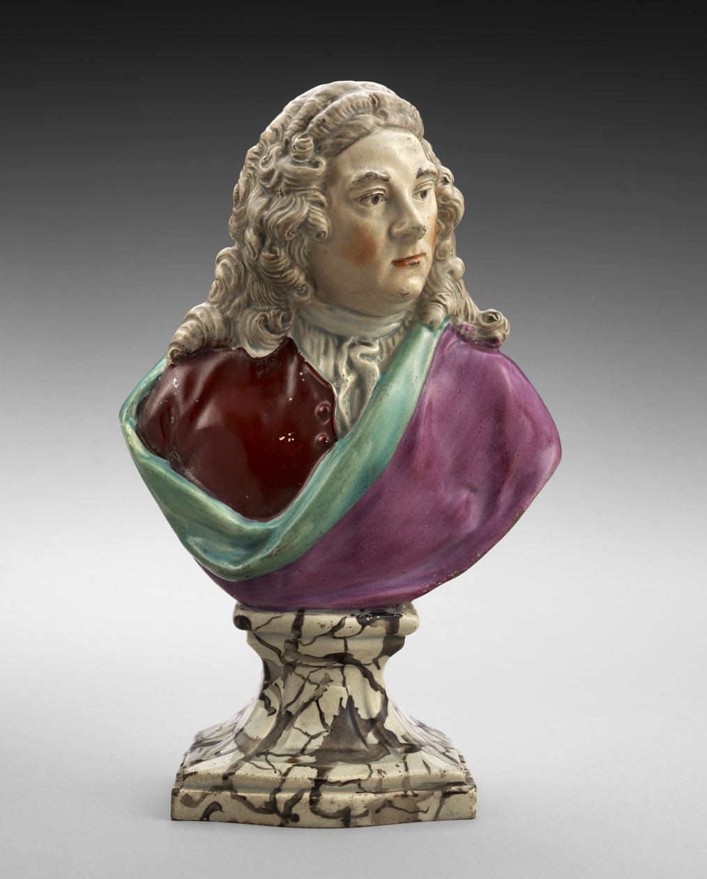 Buste af George Frideric Handel, ca. 1782-1795 (blyglaseret lertøj (perletøj) med overglasur emalje) af Ralph Sr. Wood