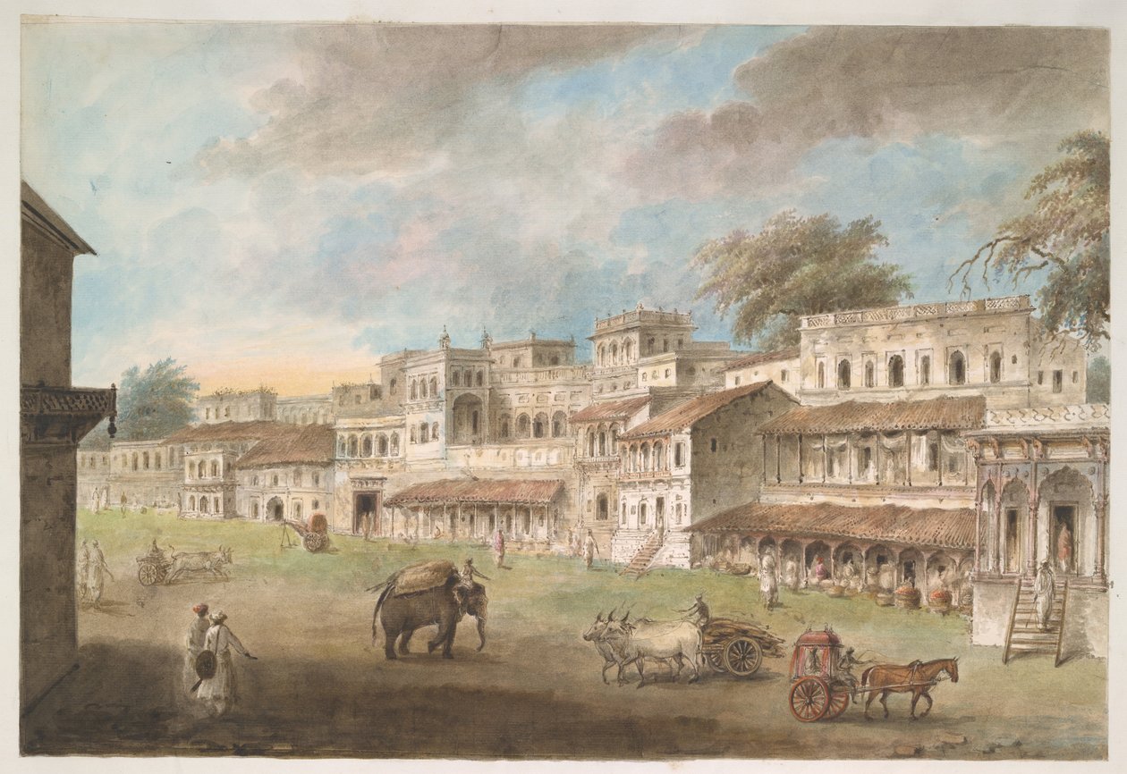 Udsigt over den ene side af hovedgaden i den indiske by Patna af Ram Sita