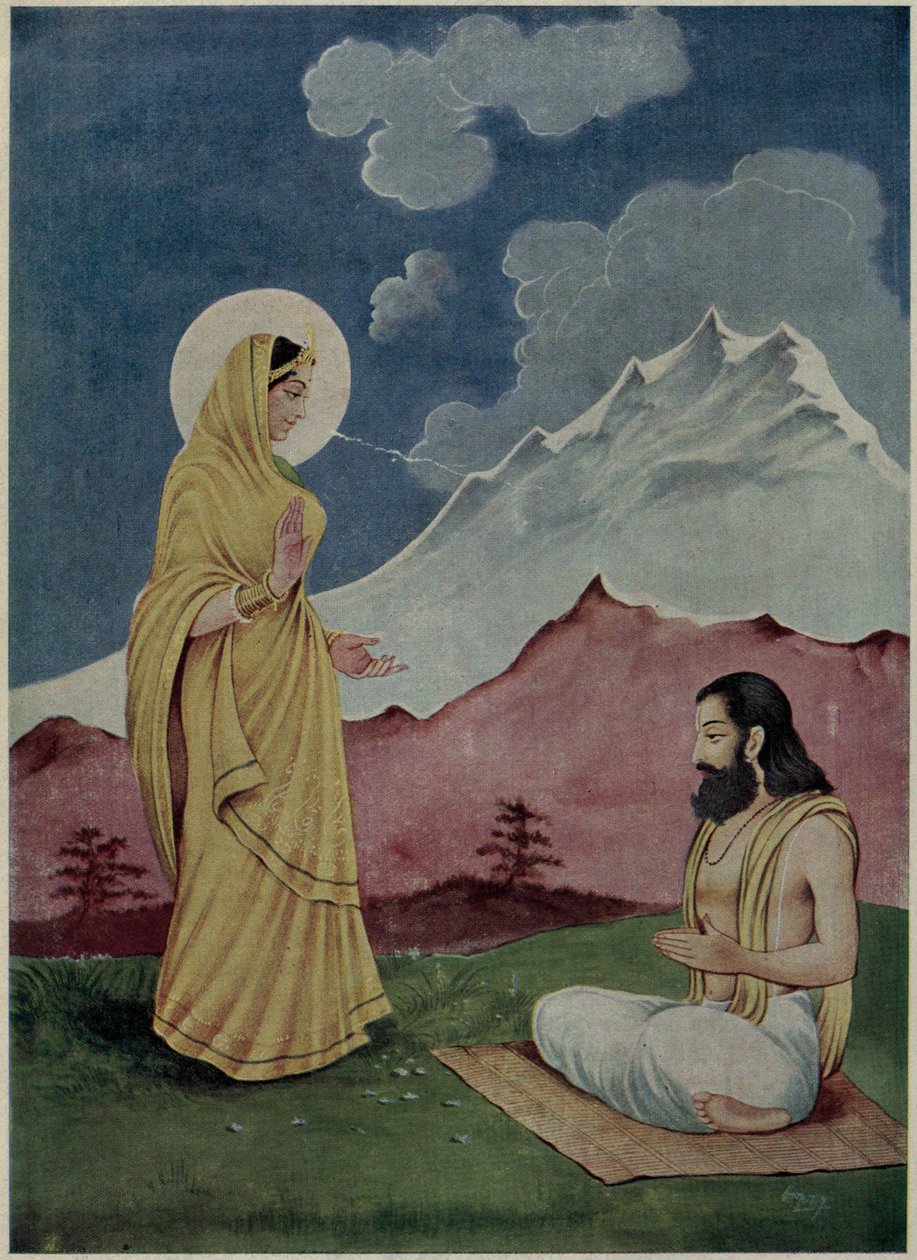 Gayatri -gudinden vises før Kaushika rishi af Ramanarayanadatta astri