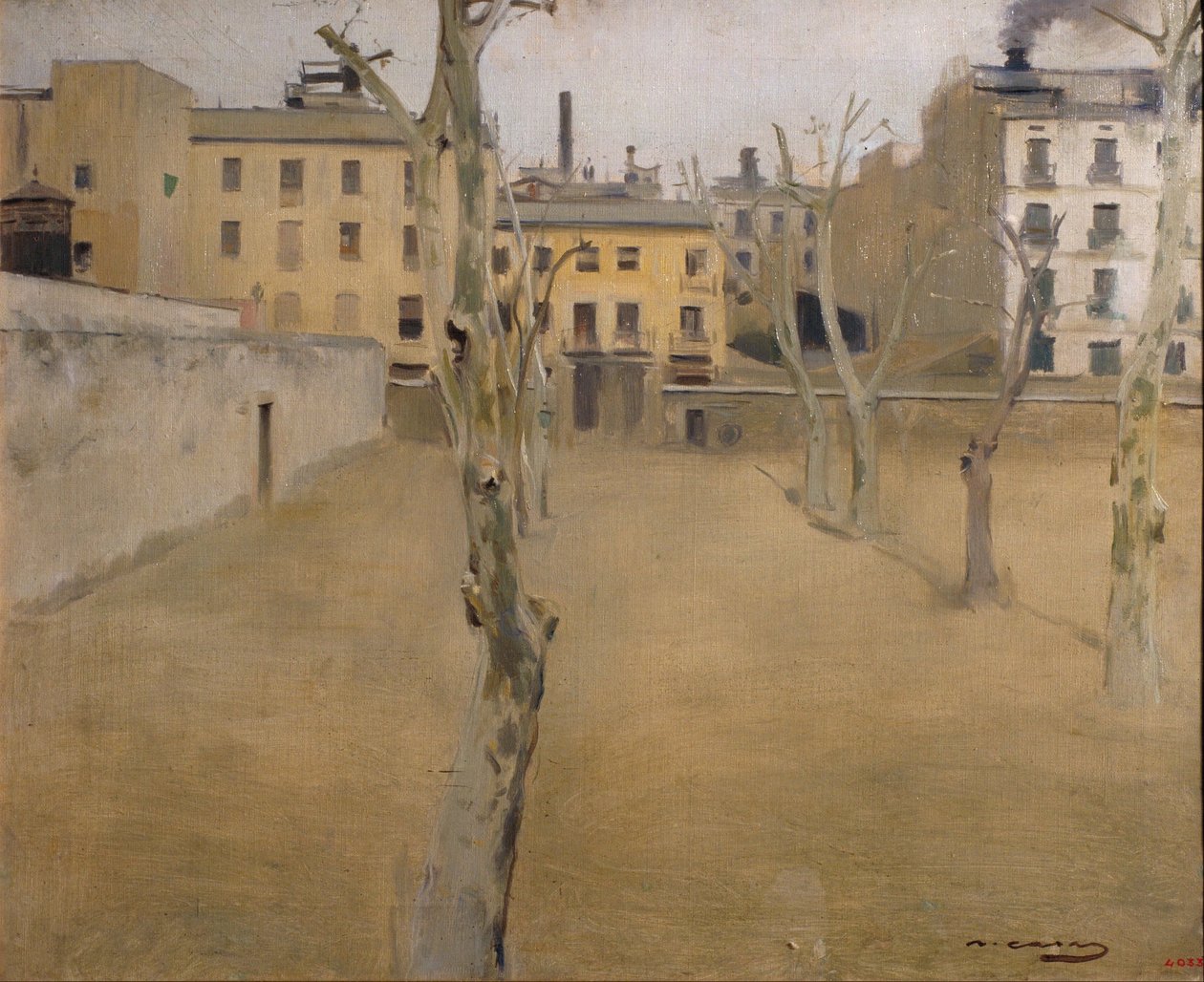 Gårdsplads til det gamle fængsel i Barcelona (lammens gård) af Ramon Casas i Carbo