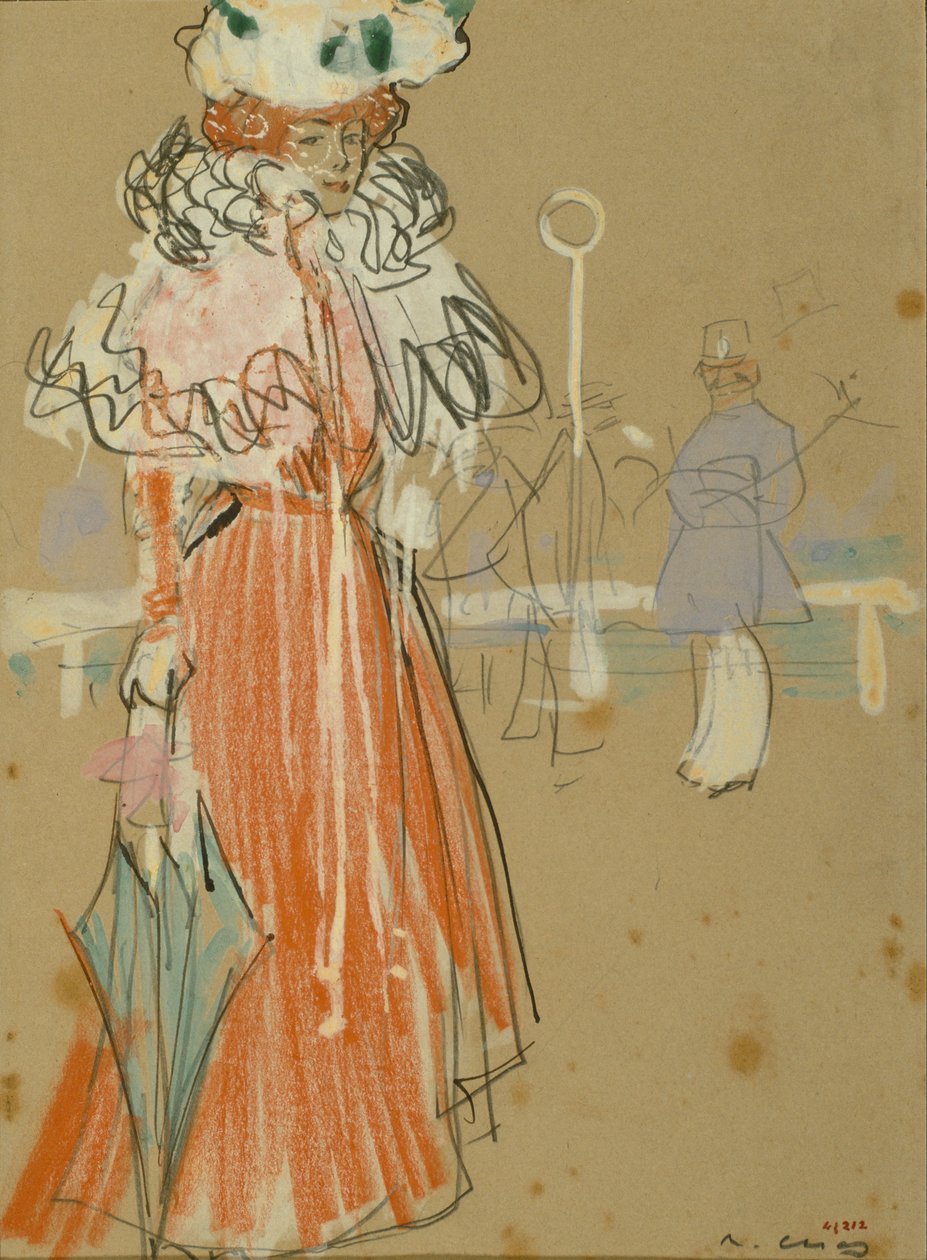 Kvindelig figur i rødt af Ramon Casas i Carbo