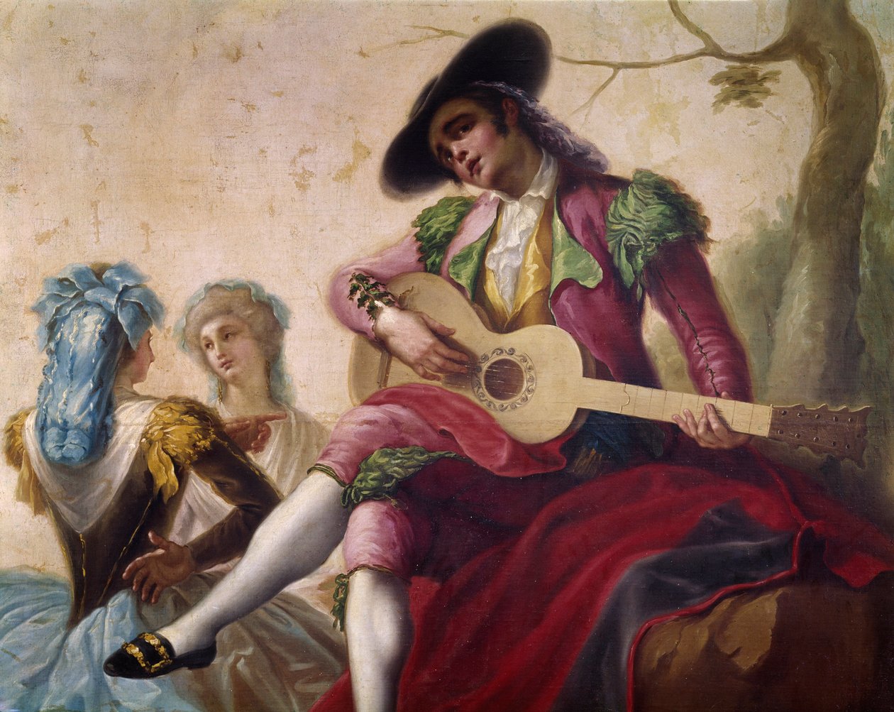 Guitarspiller, detalje (pap til billedtæppe af Ramon Bayeu y Subias