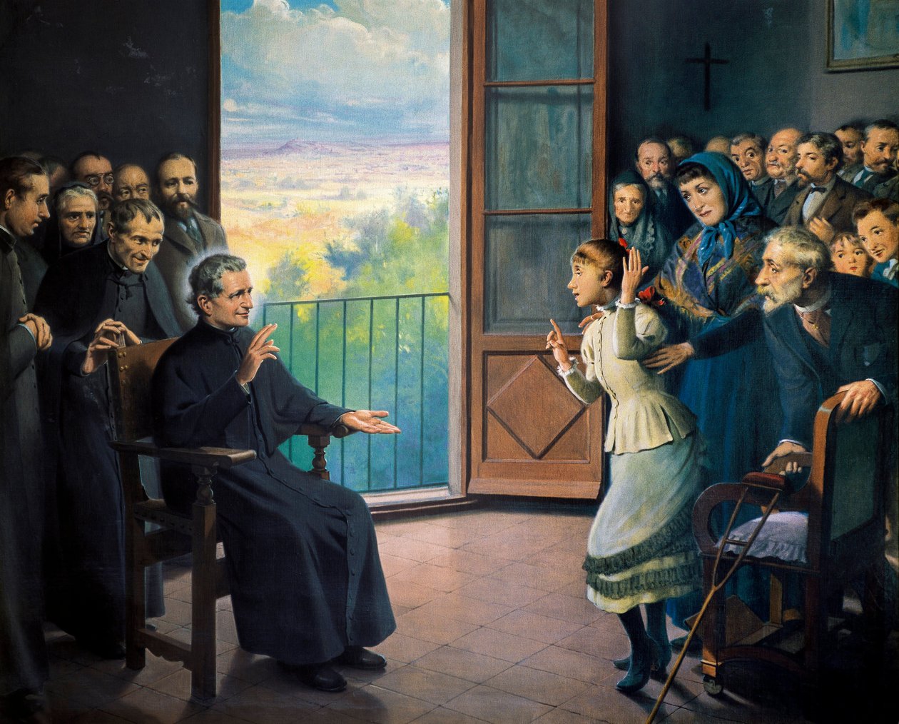 "" Saint John Bosco (Giovanni Bosco siger også Don Bosco-præst og italiensk pædagog (1815-1888) "" Maleri af Ramon Bofarull (1800-tallet) af Ramon Bofarull