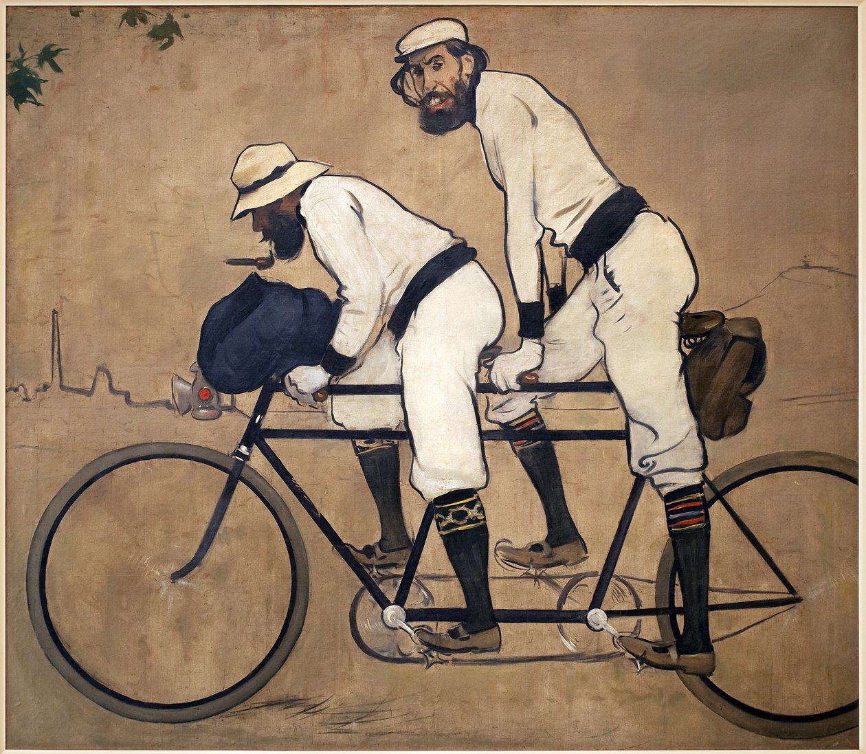 Ramon Casa og Pere Romeu på tandem. Maleri af Ramon Casas (1866-1932), olie på lærred af Ramón Casas
