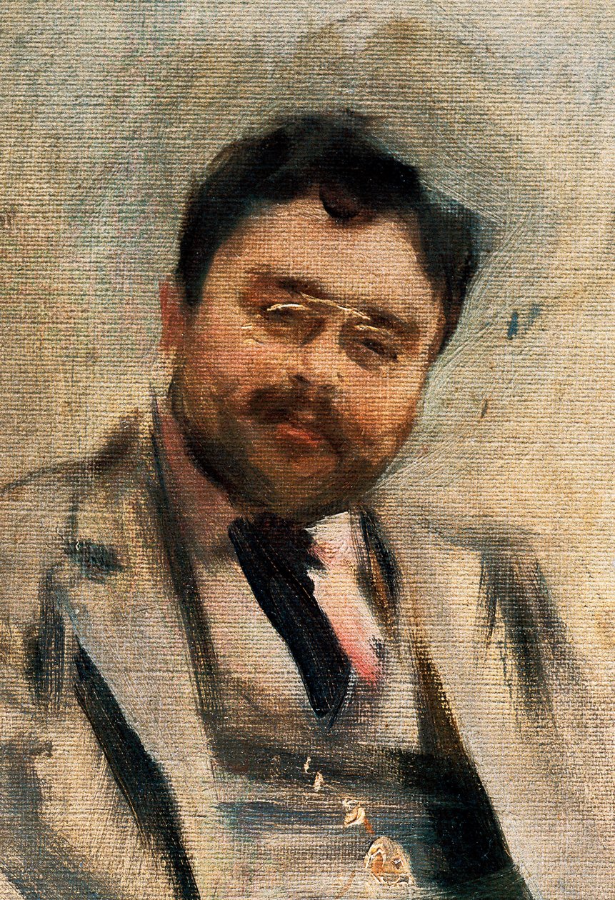 Portræt af Isaac Albeniz på 34 år, detalje (olie på lærred) af Ramon Casas i Carbo
