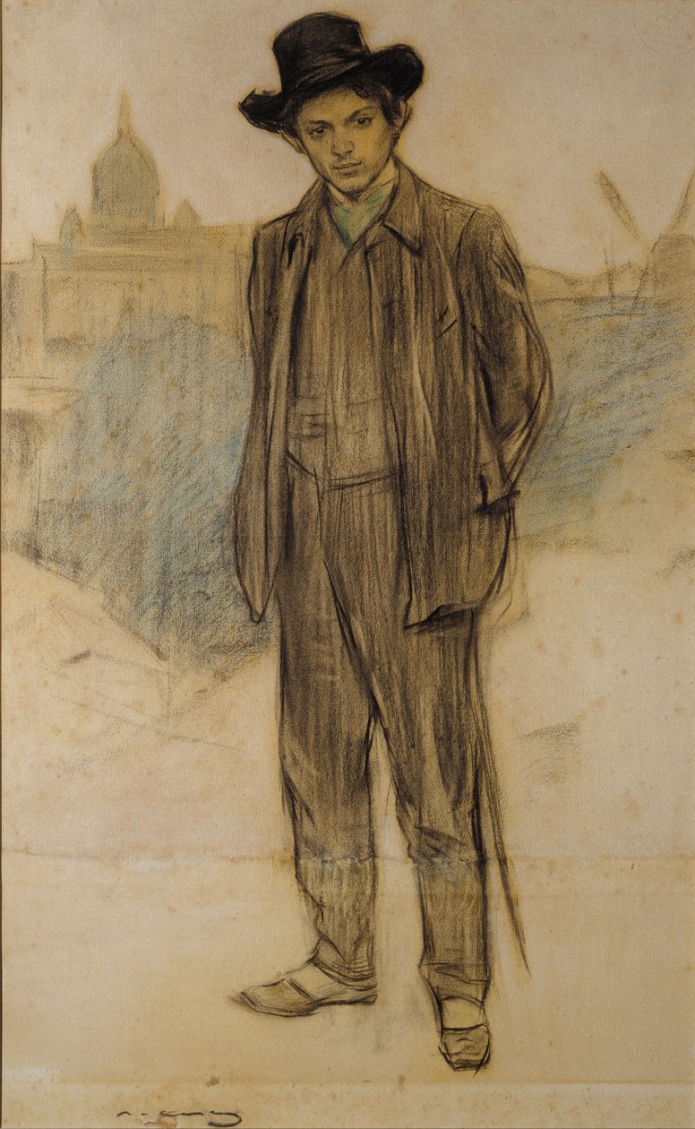 Portræt af Pablo Picasso af Ramon Casas i Carbo