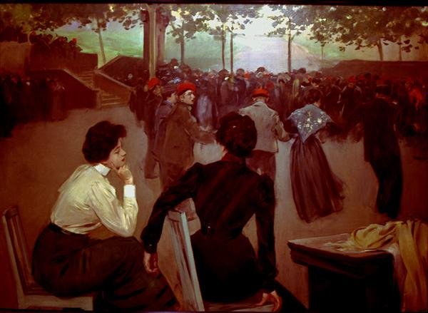 Sardanas i Fontænen Saint Roque i Olot, ca. 1901-02 (olie på lærred) af Ramon Casas i Carbo