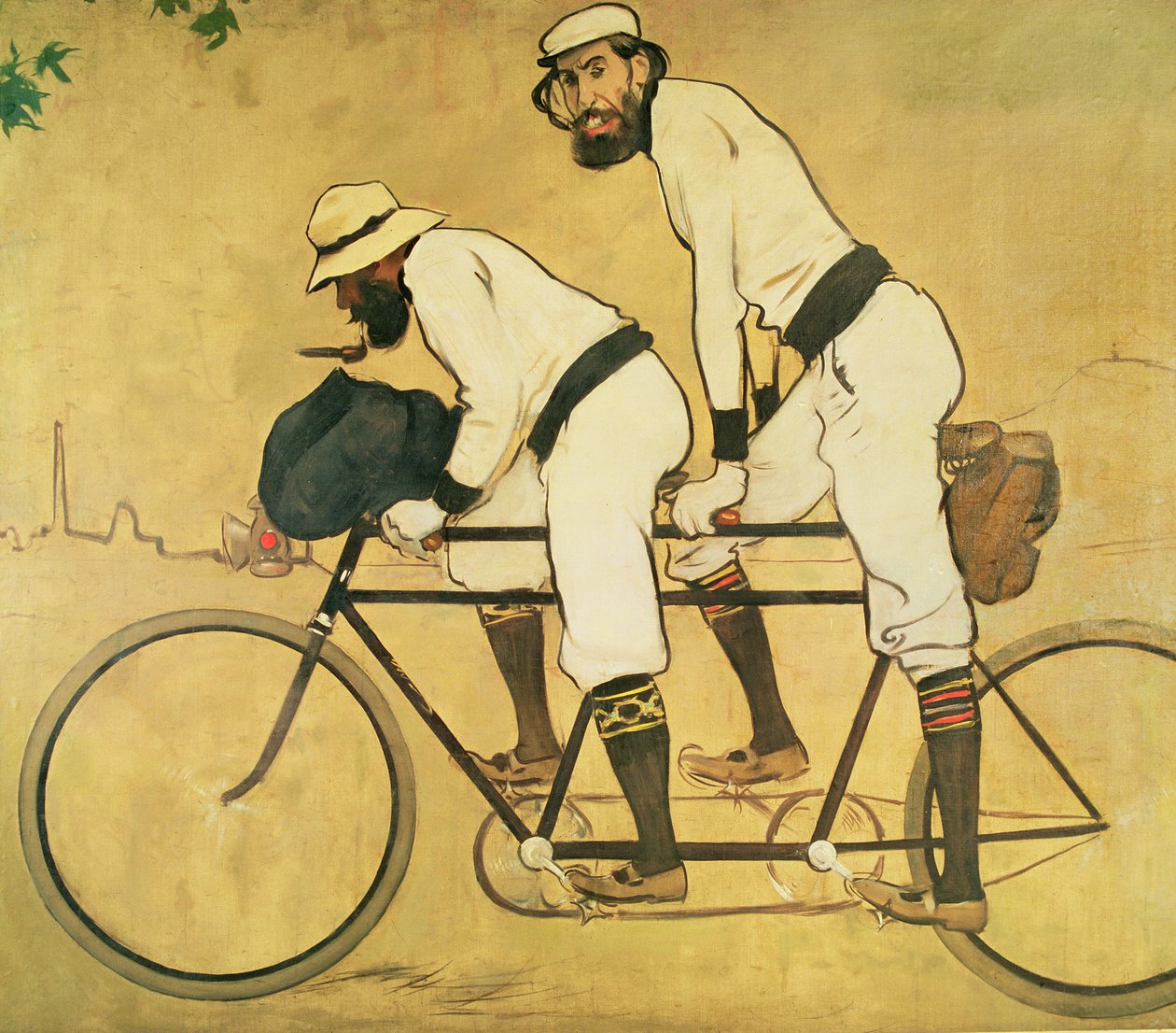 Selvportræt af Casas med Pere Romeu på en tandem af Ramon Casas i Carbo