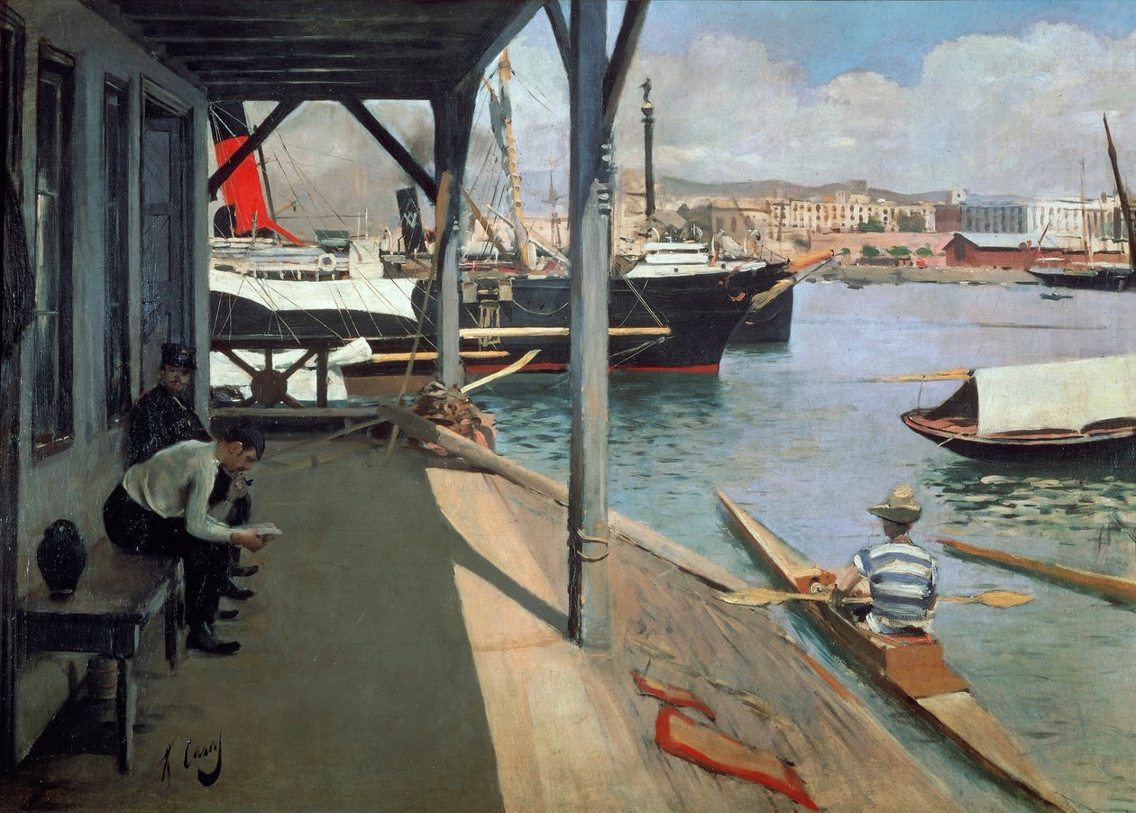 Havnen i Barcelona af Ramon Casas i Carbo