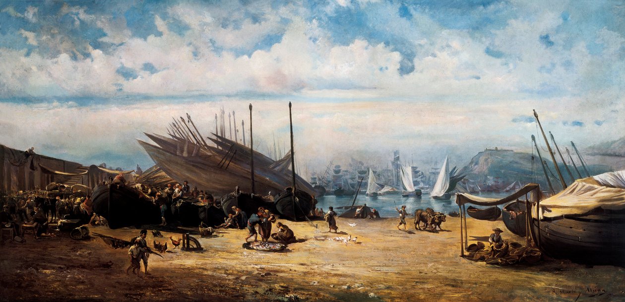 Barceloneta (det centrale distrikt i Barcelona). Maleri af Ramon MARTI i ALSINA (1826-1894) af Ramón Martí Alsina