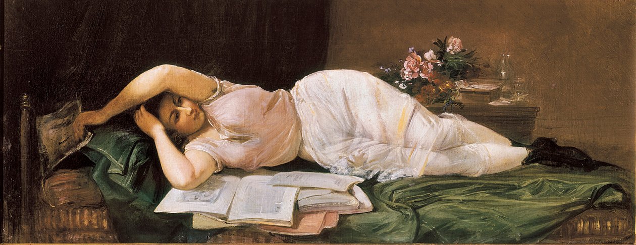 Løgn kvinde. Maleri af Ramon MARTI i ALSINA (1826-1894). Olie på lærred. Spanien, El Vendrell. Husmuseet Pau Casals. af Ramón Martí Alsina