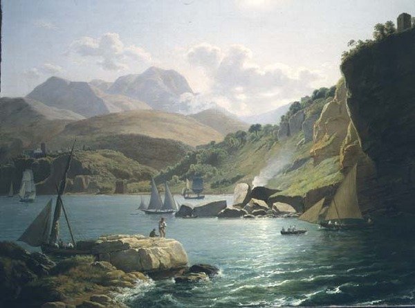 En udsigt over kysten af Vietri Sul Mare og landsbyen Raito i Salerno-bugten af Ramsay Richard Reinagle