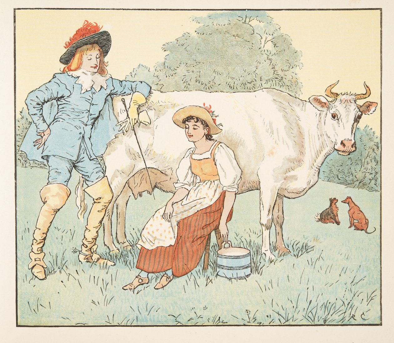 "Skal jeg gifte mig med dig min smukke pige?", fra The Hey Diddle Diddle Picture Book, pub.1882 af Randolph Caldecott