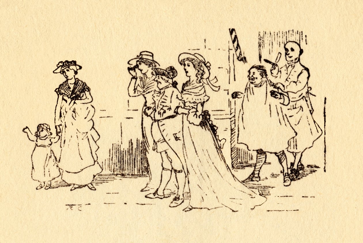 Tilskuere ser på, når John Gilpin galopperer forbi, 1878, c1918. af Randolph Caldecott