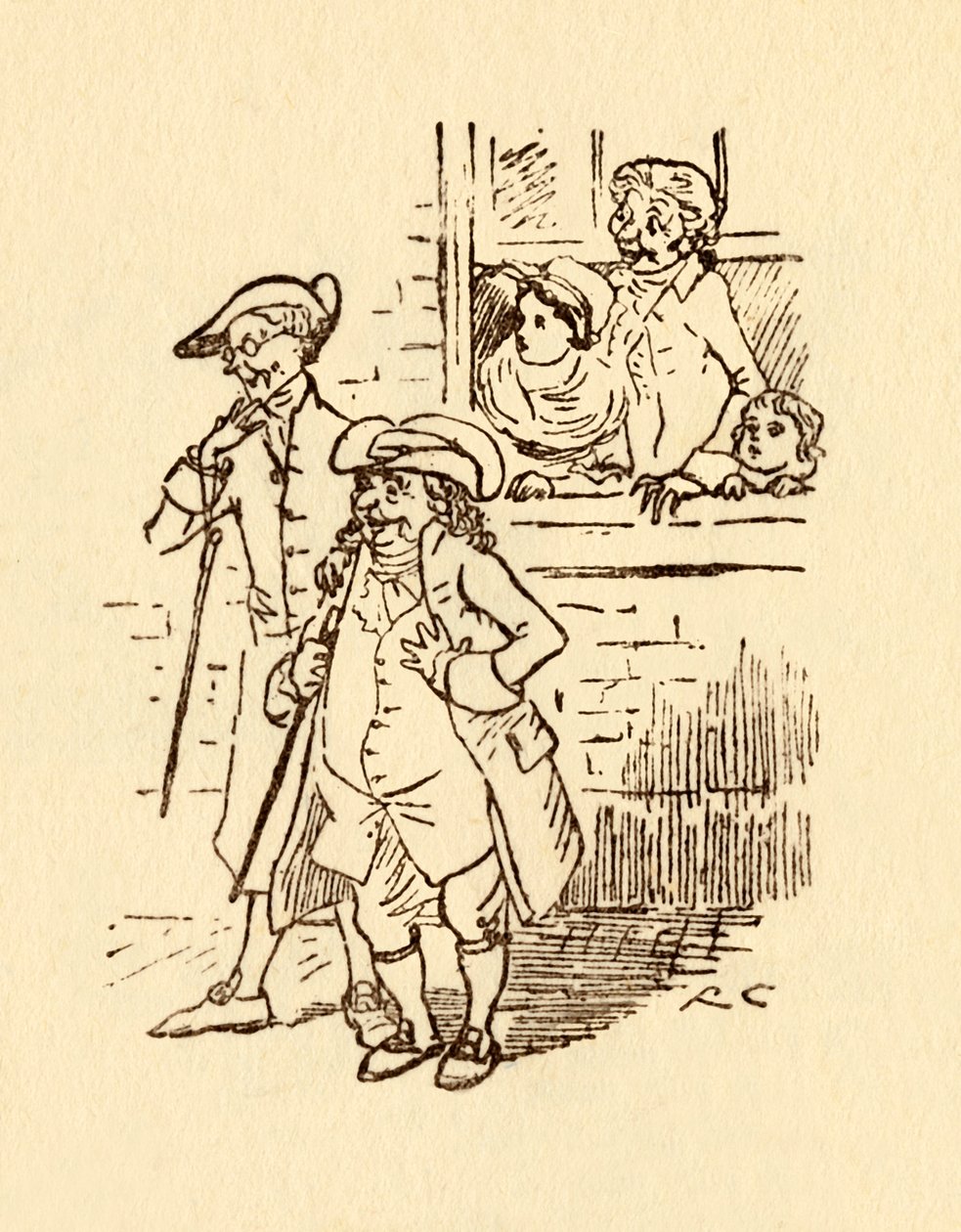 Tilskuere ser på, når John Gilpin galopperer forbi, 1878, c1918. af Randolph Caldecott
