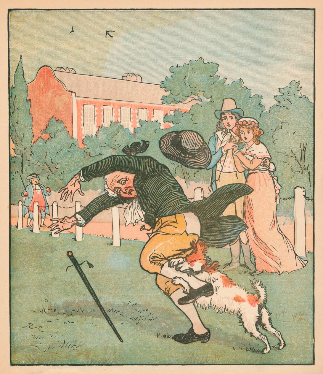 God mand fra Islington bidt af hunden, c1879. af Randolph Caldecott